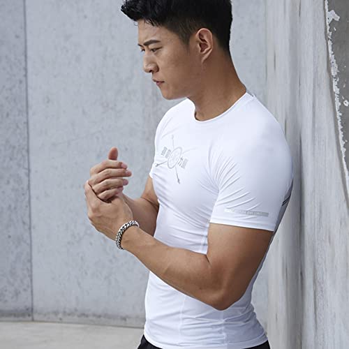 Fancyes Homens ginásio treino slim fit camiseta de manga curta desempenho camisas atléticas correndo