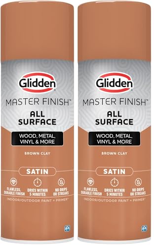 Image of Glidden Master Finish 12 oz. Satin Brown Clay Interior /Exterior All Surface Spray Paint and Primer (Pack of 2)