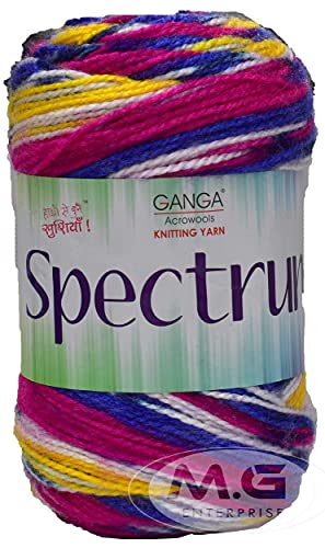 Image of Ganga Spectrum Real Azul (200 gm) Wool Ball Hand Knitting Wool /Art Craft Soft Fingering Crochet Hook Yarn, Needle Knitting, with Needle.-H