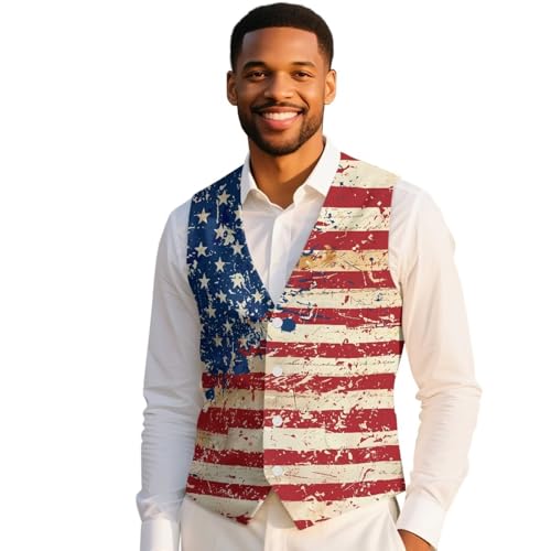 Lightweight Suit Vest for Men Slim-Fit Mens Suit Jackets for Party Banquet V-Neck Men's Waistcoat with Pockets