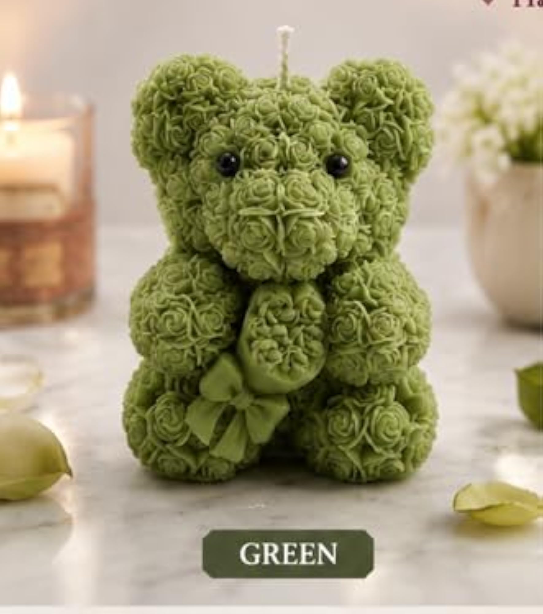 Rose Teddy Bear Romantic Candle
