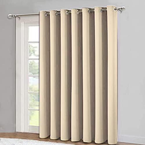 One PANEL,Cortina opaca gruesa con ojales térmicos, 1 panel de 168x137 cm, cortinas supersuaves para dormitorio, cortinas para vivir (beige, 1 panel-66x54 pulgadas (168x137 cm) Cover