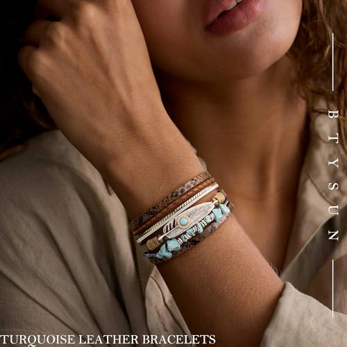 Image of Bracelets for Women, Gifts for Mom Her Christmas Gift 2026 Leather Bracelets for Women Birthday Gift for Daughter Inspirational Wrap Bracelet Sister Friend Teen Girl Gift Layered Stocking Stuffers Jewelry