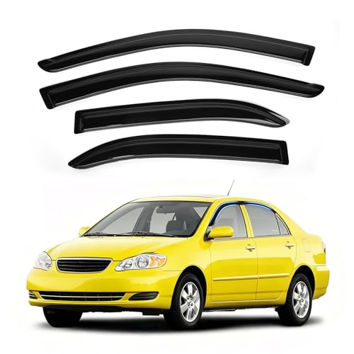 Image of Corolla Rain Guards - Window Visors for Toyota Corolla 2003-2008, Out-Channel Side Window Rain Guards for Corolla Accessories, 4PCS, Black, Car Accessories