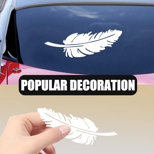 Image of Ouliget Car Stickers Feathers Cover Scratches,Scratch Repair Decoration Vinyl Decals,Car Decoration Mirror Sticker Laptop Wall Decal,White