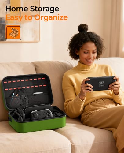 Image of COOWPS Switch 2 Case for Nintendo Switch 2, with 4Pcs Thumb Grips, 20 Game Card Slots, Portable Full Protection All In One Travel Storage Case for Switch 2 Console Pro Controller Accessories