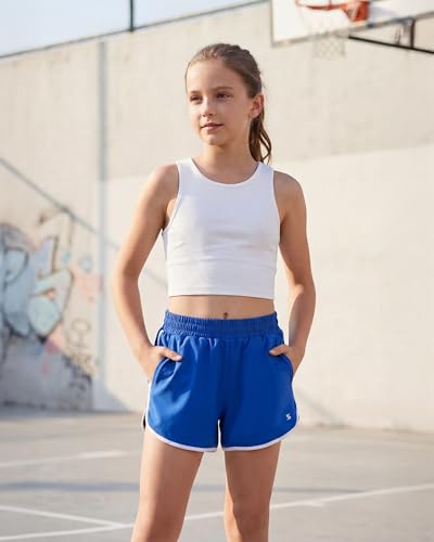 Stelle Girls Athletic Shorts with Pockets Quick Dry Running Shorts Gymnastics Basketball Short for Teen Kids Royal Blue S — view 5