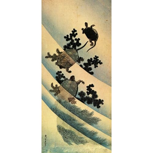 Hokusai Tortues grand format ARTICULOZY pour habiller un mur vide sans effort