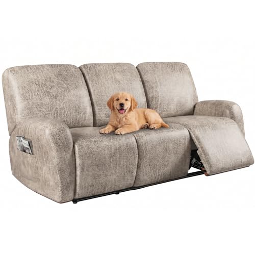 HEBE Recliner Couch Covers Waterproof, Leather Like Recliner Sofa Slipcover