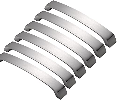 Set med 6 krom köksdörrhandtag - möbler handtag nickel borstad dörrhandtag nickel möbelhandtag Hole avstånd 192 mm