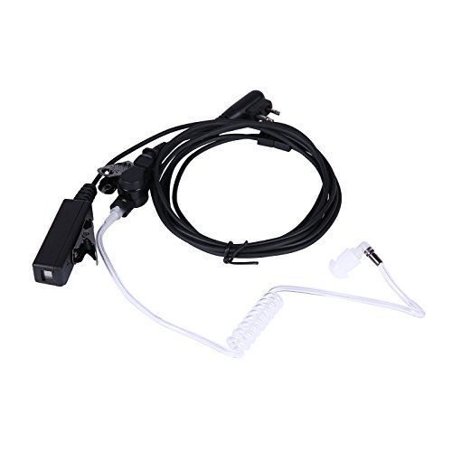 HDE Ear Pieces for Motorola Radios Walkie Talkie 2 Way Radio Earpiece with Mic for Law Enforcement 2 Pin Acoustic Tube Headset and PPT Compatible with CP200 GP2000 XU1100 PRO1150 MU13 (1 Pack)