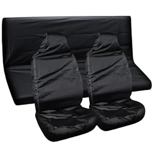 AUTO HIGH Waterproof Car Seat Covers Full Set – Nylon Auto Interior Accessories Front & Rear Seat Protector – Universal Seat Cover for Most Car, Van, SUV, Truck – Black