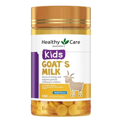 Healthy Care Kids Goat Milk Chewable Tablets - Energy and Calcium Boost - Premium Dietary Supplement - All-Natural Ingredients - 300 Tablets - Vanilla Flavour