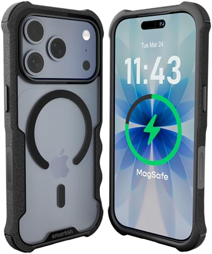Image of Smartish iPhone 17 Pro MagSafe Case - Gripzilla Protective Magnetic Case for Men [Rugged + Tough] Military Grade Heavy Duty Grip Armor - Drop Tested for Apple iPhone 17 Pro - Clearly Black