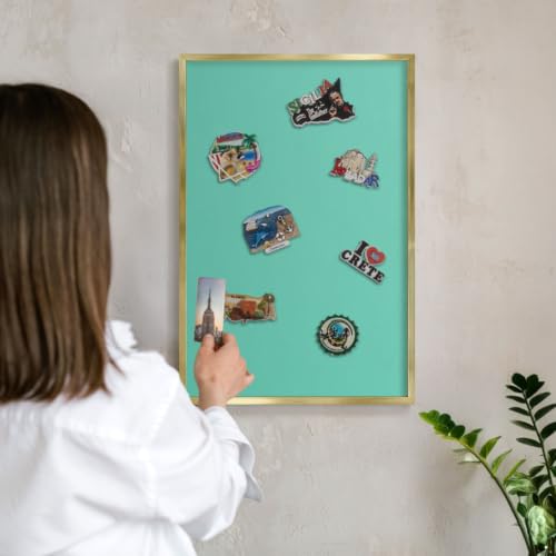 Pizarra magnética menta 60x40 cm con elegante marco dorado para organizar notas en la pared 2