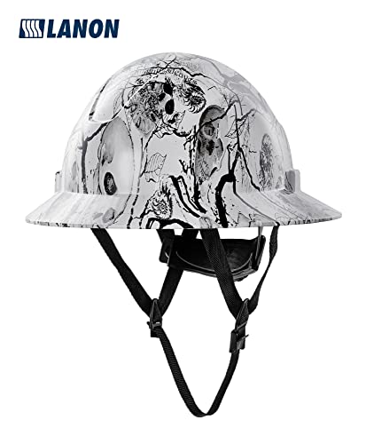 Lanon Full Brim Hard Hat, Osha Construction Work Approved, Premium Charcoal Gray Design, Frp Safety Helmet With 4 Point Adjustable Ratchet Suspension, Class C #TOP5