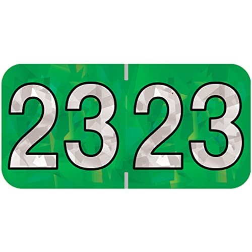 Doctor Stuff - 2023 Year Stickers, Holographic Series, Holo Green Colored Year Labels For End Tab File Folders, 500 Labels Per Roll, 1 Roll, 3/4" X 1-1/2" #TOP7