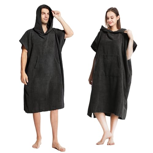 Serviette à séchage rapide type poncho de bain adulte noir - 2