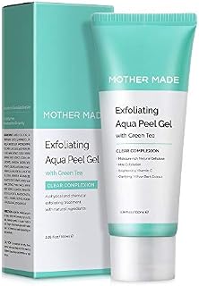 MOTHER MADE Exfoliating Aqua Peeling Gel Face Scrub with Cotton Cellulose, Green Tea