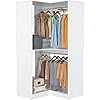 Armocity Corner Closet System 32 Inches Wide Wood Corner Unit with 2 Hanging Rods and All Hardware Kits 3 Tier 80 Height Corner Wood Closet Tower White