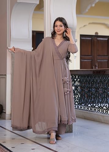 Sitaram Designer Beige Flared Anarkali Dress - Image 5