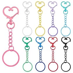 AHANDMAKER 45Pcs 9 Colors Heart Keychain Clasp DIY Set Heart-Shaped Clasps with Key Rings Metal Keychain Clip Bulk Love Hooks Keys Wallet Accessory for Keychains Lanyard Charm Bag…