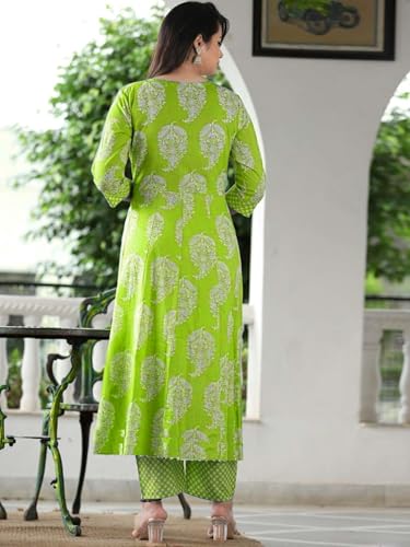 Image of PARTHVI Women's Rayon Blend Anarkali Printed Kurta with Pant & Dupatta & Dupatta