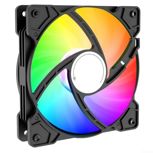 Ventilador de chasis de computadora 12CM RGB LED Ventilador de refrigeración Conector de 4 pines Funcionamiento silencioso 1200RPM PC Case Fan (negro-12cm)