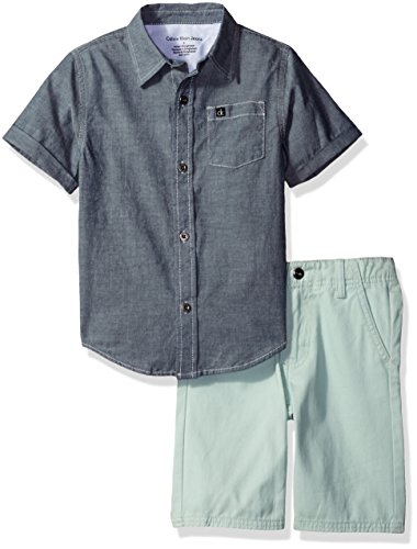 Calvin Klein Boys' Boys 2 Pieces Shirt Short Set - Chambray