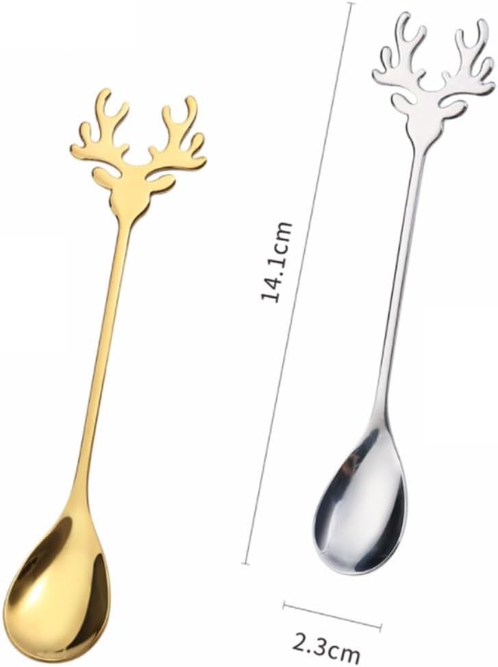 Spoons 4pcs Coffee Spoon Convenient Stirring Spoon Lightweight Stainless Steel Cake Dessert Fruit ice Cream Spoon (Color : Gold, Size : B)