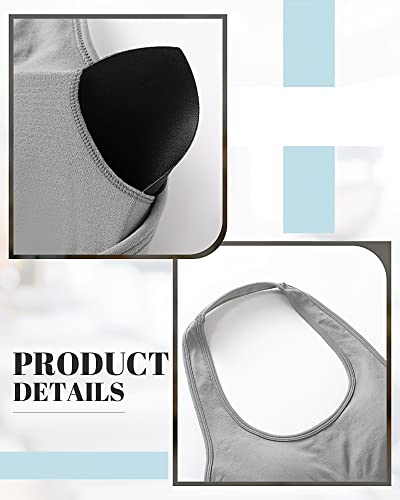 Locoowai 3 Pack Women's Halter Bras, Padded Seamless Backless Sports Bra Open Back Workout Gym Yoga Crop Tank Top Bralette (Small) Black, White, Grey #TOP4