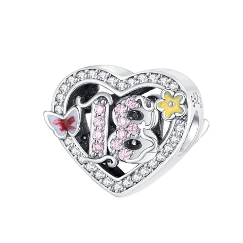 Csenyuer Femme Charms 18th Birthday Butterflies and flowers Argent Sterling 925 Pendentif avec Zircon Cubique pour Bracelet
