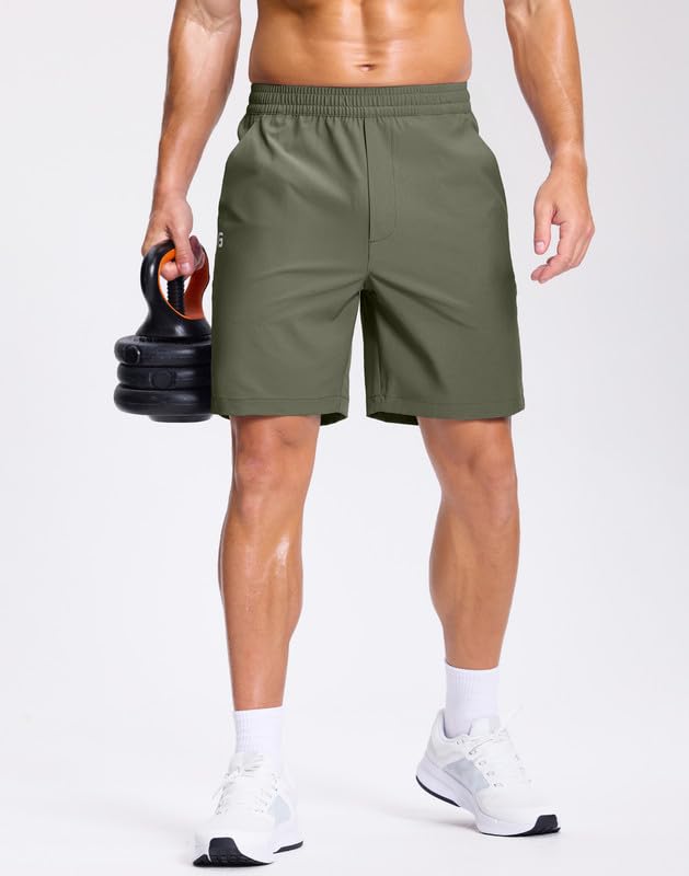 Image of GGJ Men's Lightweight Athletic Shorts with 2 Zipper Pockets 7 inch /9 inch /5 inch Gym Workout Running Quick Dry Tennis Shorts for Men