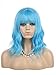 eNilecor Blue Wig Short Curly Bob Wigs with Air Bangs 14" Natural Colored Wigs for Women