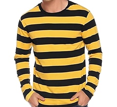 Ezsskj Men's Lounge Topwear Black and White Striped T Shirt