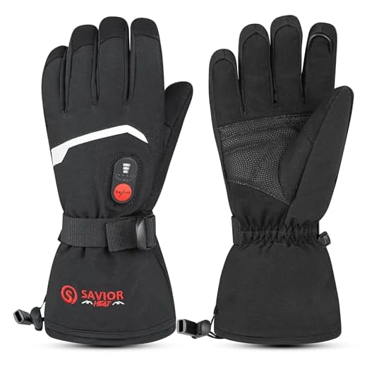SAVIOR HEAT Guantes Calefactables para Hombres y Mujeres, Guantes de Nieve para Esquí Recargables con Batería Eléctrica, Guantes Cálidos para Invierno Motocicleta Snowboard Camping Ciclismo Correr