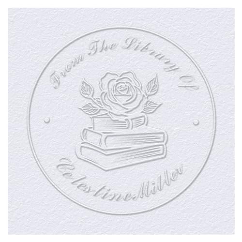 OFCCUSTOM Book Embosser Custom Stamp with Rose and Your Name or Design Personalized Library Embosser Stamp Customized Books Business Cards Paper Documents Notebooks etc. (10)