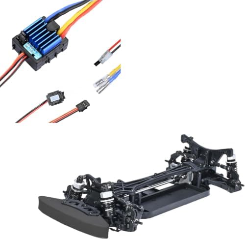 VRX RC 1/10 Scale 4WD On-Road Rolling Chassis Kit with Waterproof 60A Brushed ESC, DIY RC Car Build Bundle for 540/550 Brushed Motors, 2S-3S LiPo and 5-9 Cell NiMH image 5