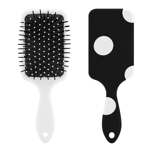 パドルブラシ 水玉 黒白 ヘアブラシ くし 絡まない 頭皮マッサージ おしゃれ レディース メンズ 兼用 頭皮ケア キャラクター マッサージブラシ ツヤ サラサラ 便利 人気 かわいい 乾湿両用