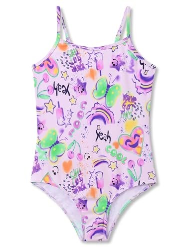 Image of Girls One Piece Swimsuits Adjustable Double Strap for Kids Palm Tree Print Toddler Bathing Suit Size 2T-10