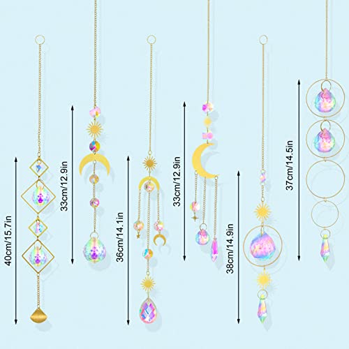 BKpearl 6 Pcs Crystals Sun Catcher, Hanging Suncatchers Beads Chain Sphere Chandelier Lamps Light Pendant for Christmas Day, Wedding, Plants, Cars, Window Décor (Yellow)
