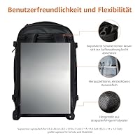 Amazon Basics 44L Reiserucksack, Handgepäck-Kabinentasche (54.6x35x24.1cm), Gepolsterte Träger, 44cm Laptop-Fach, Organisierte Taschen - Schwarz – Ansicht 2