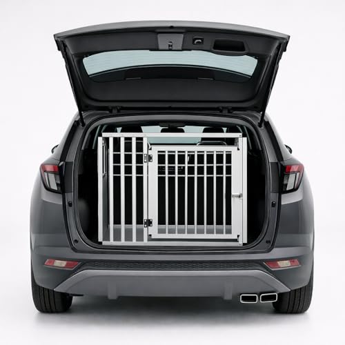 NK Hundetransportbox mit Tür und Schloss, leicht und robust, kompaktes Design, schnelle und einfache Montage, leicht zu reinigen, geräumig und bequem, Modell L, 92 x 65 x 66 cm