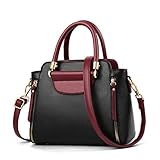 Hauptmaterial: PU Shecorumky Frauen Panelled Solide Schultertasche f¨¹r Frau Handtaschen PU-Leder Kleine Tasche Black About 25cm-12cm-20cm