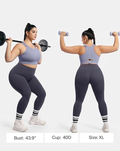 Image of Plus Size Sports Bras Medium-High Support Adjustable Racerback High Neck Wireless Everyday Workout Running Bra for Women