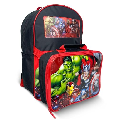 Image of Marvel Avengers Backpack with Lunch Bag for Kids School Bag 2 Piece Matching Insulated Lunch Set