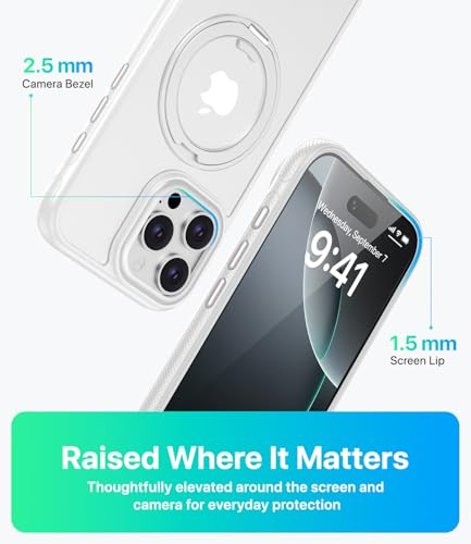 Image of for iPhone 16 Pro Max Case, Compatible with MagSafe, Slim Shockproof Military-Grade Rugged Protective Case with Stand, Camera Control, Comfort Grip (B-White, iPhone 16 Pro Max)