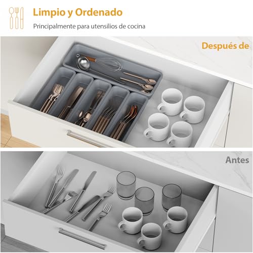 Miniatura 7 de K Korkuan Organizador Cubiertos Para Cajon, Diy Organizador Cubiertos, Silicona Cubertero Cajon, 6 Unidades, Resistente A La Humedad Y Al Calor Hasta 200 C, Antideslizante Gris