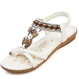 HODTOB Women's Elastic Back Strap Flat Sandals for Summer Beach Wit 41EU