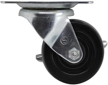 Shepherd Hardware 9511 3-Inch Rubber Swivel Plate Caster with Side Brake, 175-lb Load Capacity
